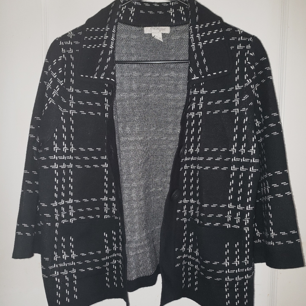 Mercer Street Studio Cardigan Plaid Black Size S
